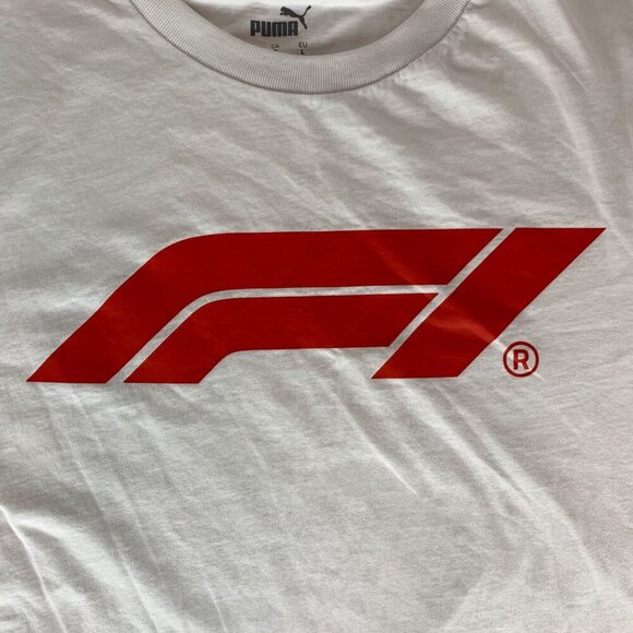 Puma F1 White Short Sleeve Crewneck Shirt Mens Large - Picture 2 of 5
